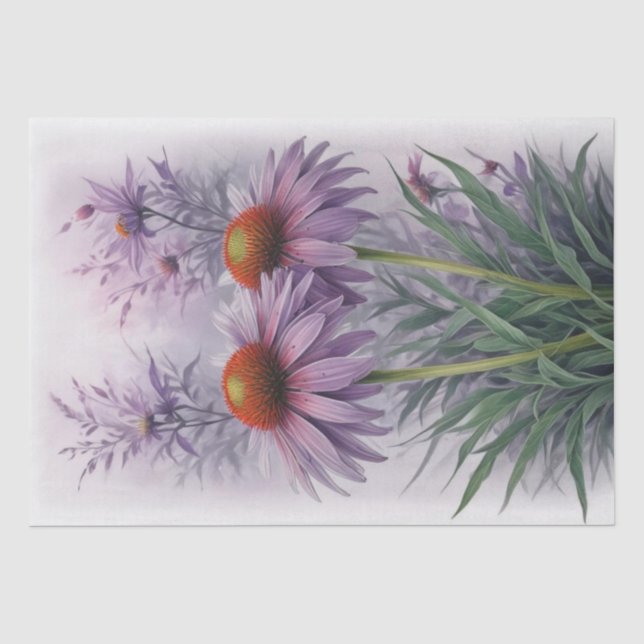 Cone Flowers Decoupage  Tissue Paper (Front)