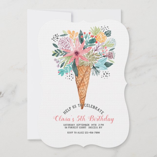 Cone with Flowers Invitation (Front)
