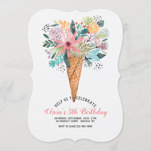 Cone with Flowers Invitation