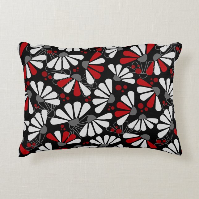 Coneflower Confetti on Black Decorative Cushion (Front)