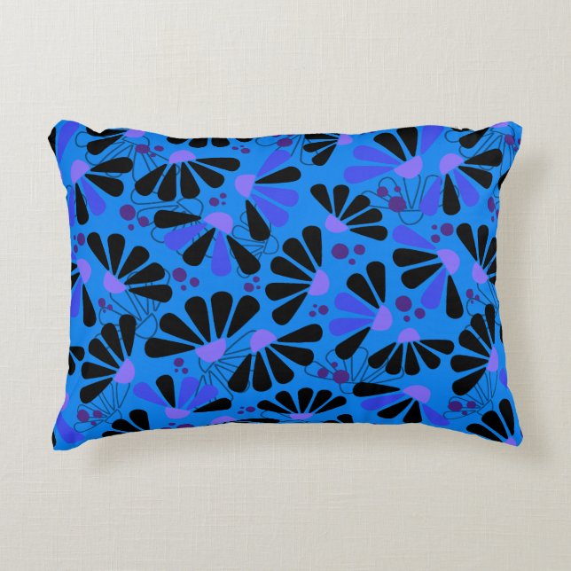 Coneflower Confetti on Paradise Blue Decorative Cushion (Front)