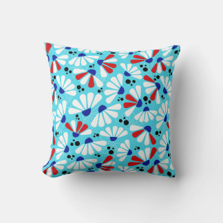 Coneflower Confetti on Tropical Blue Cushion