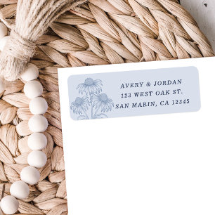 Coneflower Dusty Blue Wedding Return Address  Return Address Label