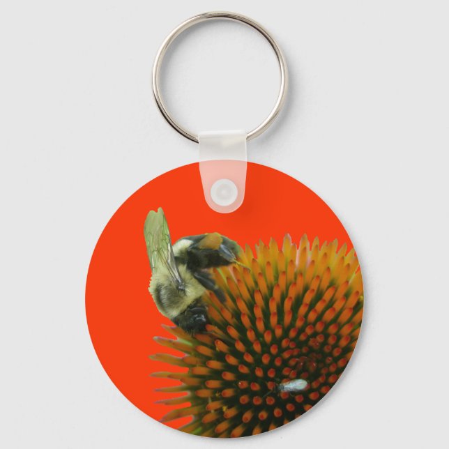 Coneflower & Eastern Carpenter Bee Items Key Ring (Front)