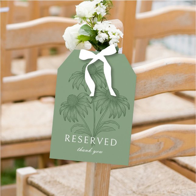 Coneflower Sage Green Wedding Reserved Card Sign (Creator Uploaded)