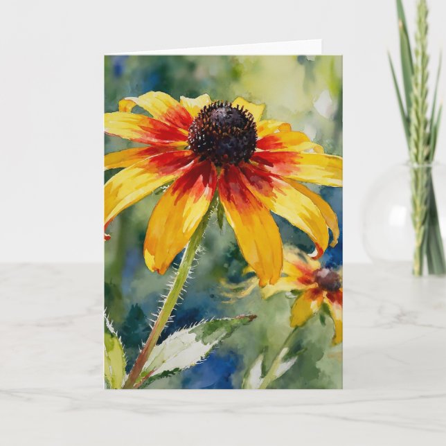 Coneflower Study C In Watercolor Card (Front)