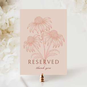 Coneflower Terracotta Wedding Reserved Card Sign