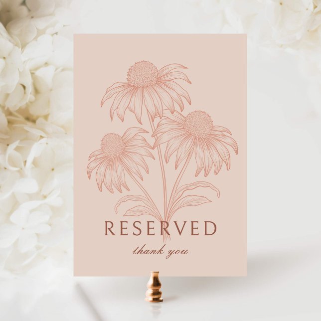Coneflower Terracotta Wedding Reserved Card Sign (Creator Uploaded)