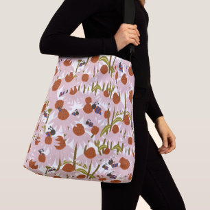 Coneflowers and Bees Crossbody Bag
