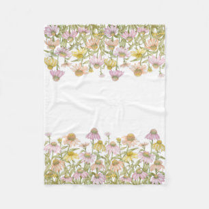 Coneflowers Floral Botanical Art Watercolor Small Fleece Blanket