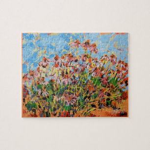 Coneflowers Painting / Artist Larry Lerew Jigsaw Puzzle