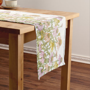 Coneflowers Watercolor Botanical Art Medium Table Runner