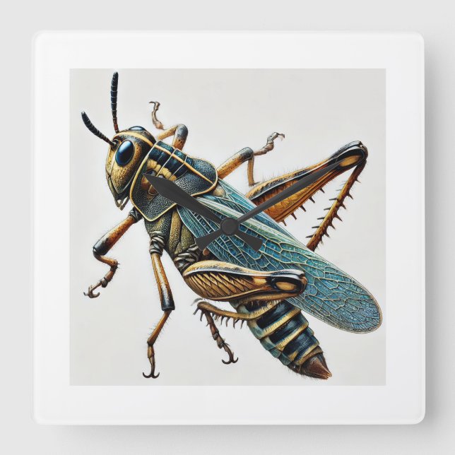 Coneheaded grasshopper 290824IREF244 - Watercolor Square Wall Clock (Front)