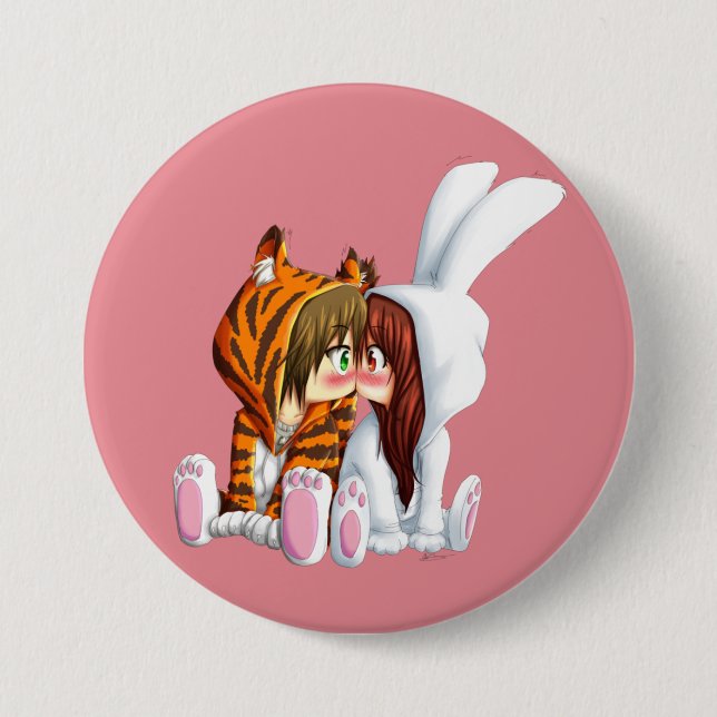 Conejito and Tigre, Chibi 7.5 Cm Round Badge (Front)