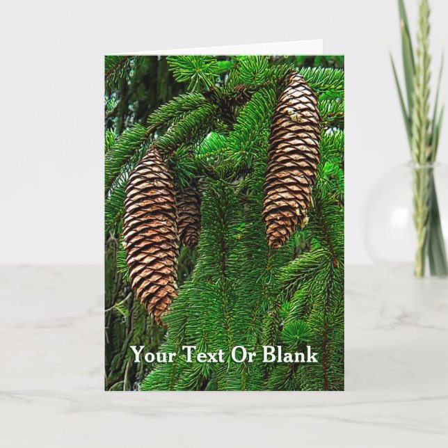 Cones And Needles Holiday Card (Front)