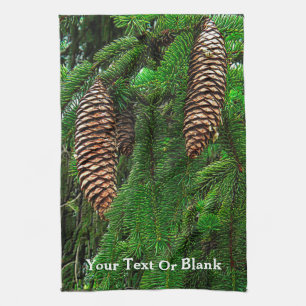 Cones And Needles Tea Towel