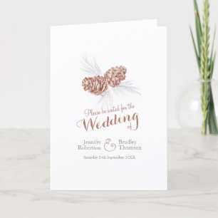 Cones brown grey winter autumn wedding programs
