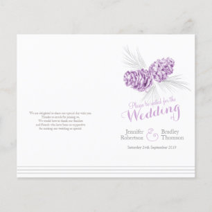 Cones purple grey winter autumn wedding program
