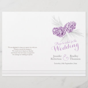 Cones purple grey winter large wedding program