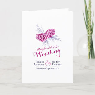 Cones purple navy winter autumn wedding program