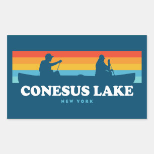 Conesus Lake New York Canoe Rectangular Sticker