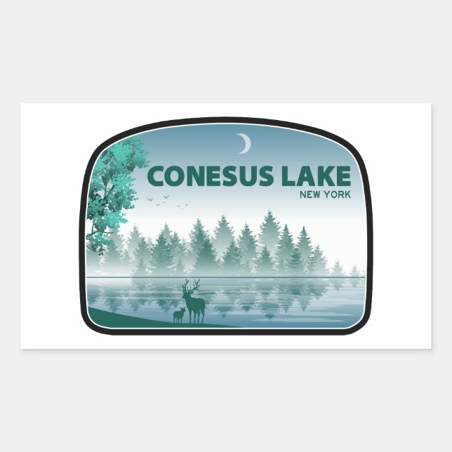 Conesus Lake New York Deer Rectangular Sticker (Front)