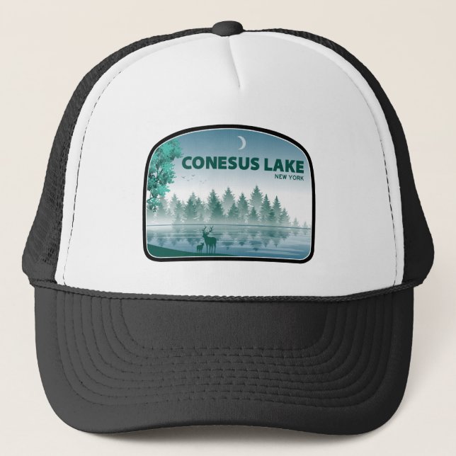 Conesus Lake New York Deer Trucker Hat (Front)