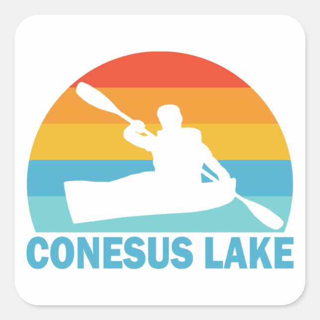Conesus Lake New York Kayak Square Sticker (Front)