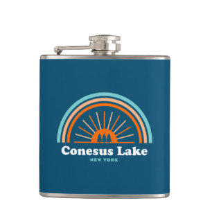 Conesus Lake New York Rainbow Hip Flask