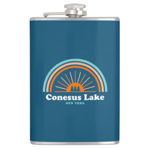 Conesus Lake New York Rainbow Hip Flask