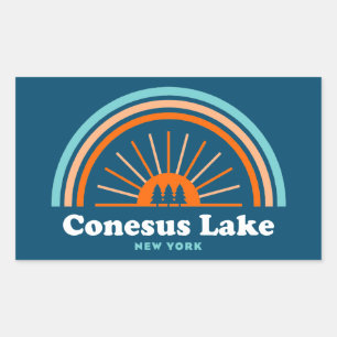 Conesus Lake New York Rainbow Rectangular Sticker