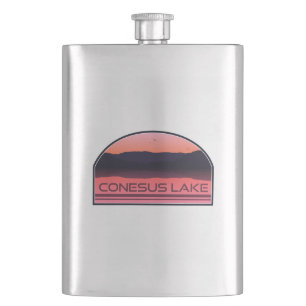 Conesus Lake New York Red Sunrise Hip Flask