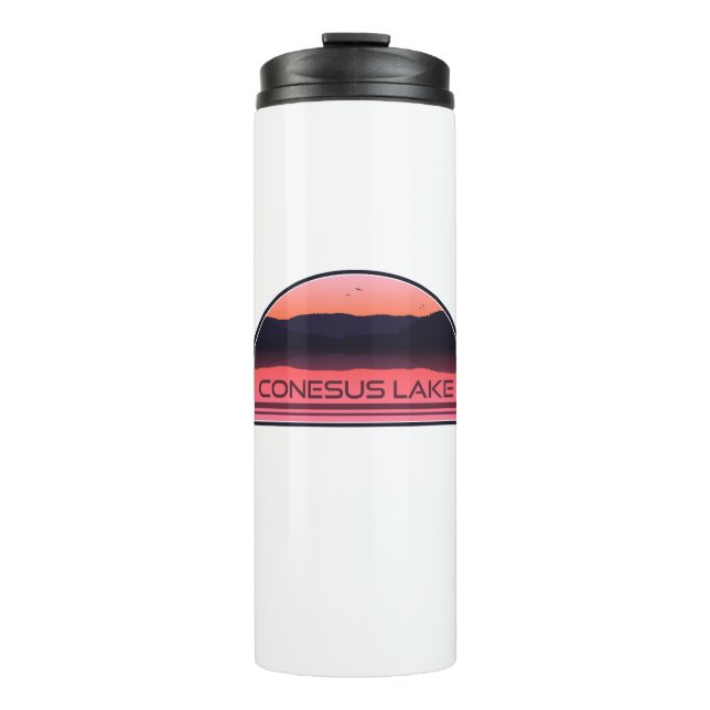 Conesus Lake New York Red Sunrise Thermal Tumbler (Front)