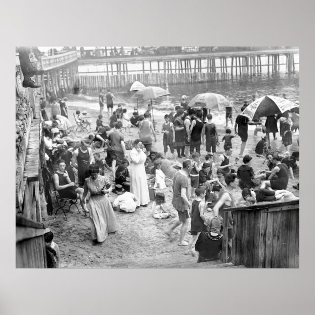 Coney Island Beach Scene Poster (Front)