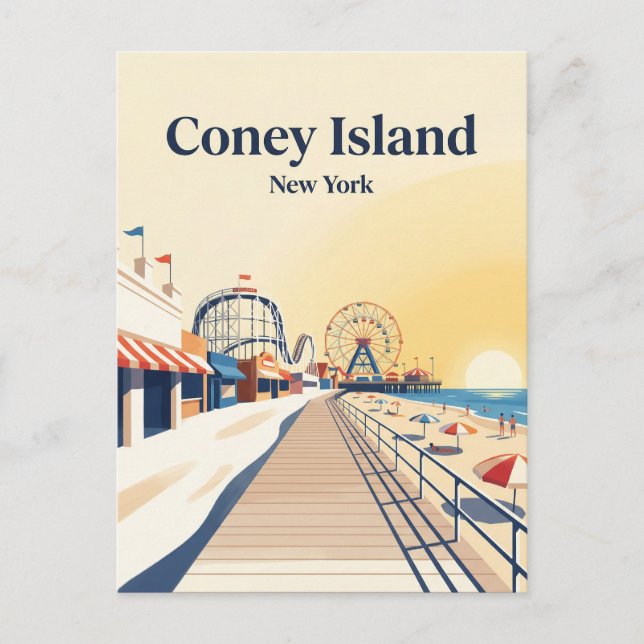 Coney Island Boardwalk USA Postcard (Front)