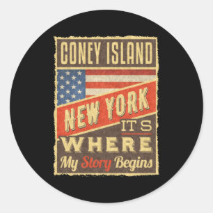 Coney Island New York _1 Classic Round Sticker