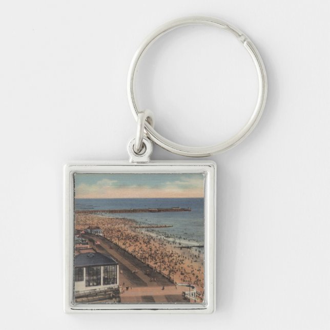 Coney Island, New York - Boardwalk, Beach Key Ring (Front)