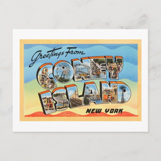 Coney Island New York NY Vintage Travel Postcard - (Front)