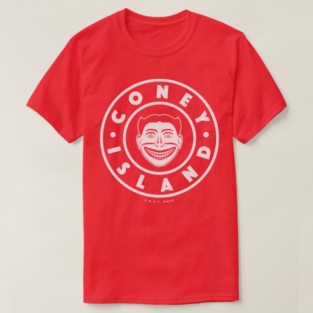 Coney Island New York Steeplechase Face Circle Whi T-Shirt (Design Front)