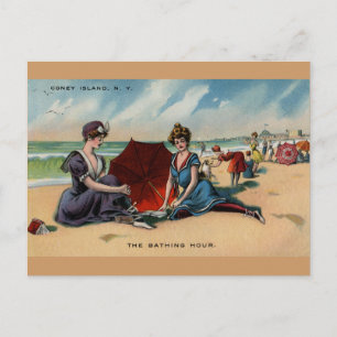 Coney Island NY 1909 Beach Scene Postcard