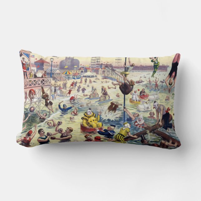 Coney Island Water Carnival Lumbar Cushion (Front)