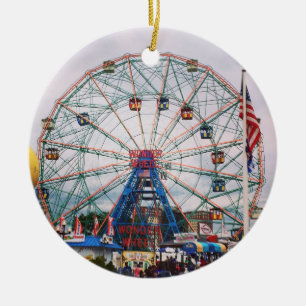 Coney Island Wonder Wheel Photo Ceramic Tree Decoration