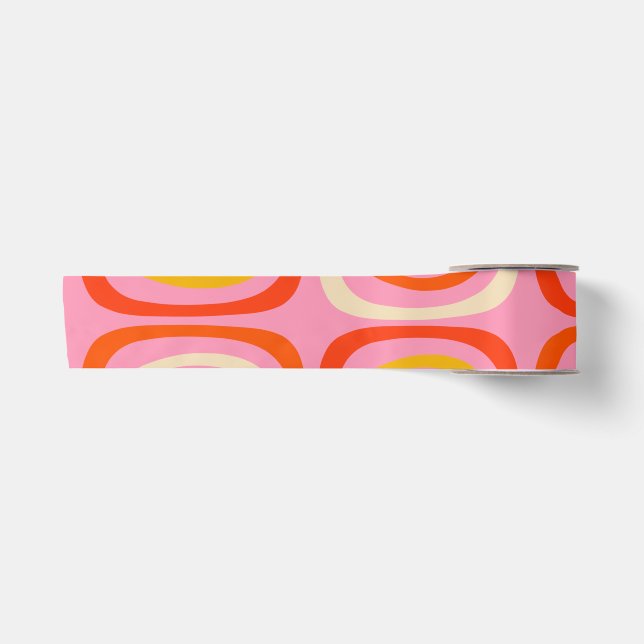 Confaab Colourful Modern Rainbow Abstract Pattern Satin Ribbon (Front)