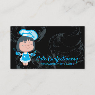 Confectionery Baker blue Pastry Chef Black Business Card