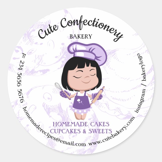 Confectionery Bakery cute Classic Round Sticker (Front)