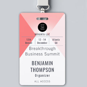 Conference Business Corporate Event Red ID Name Badge