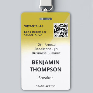 Conference Corporate Business Event Bold Yellow ID Badge