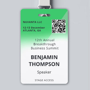 Conference Corporate Business Event Bright Green ID Badge