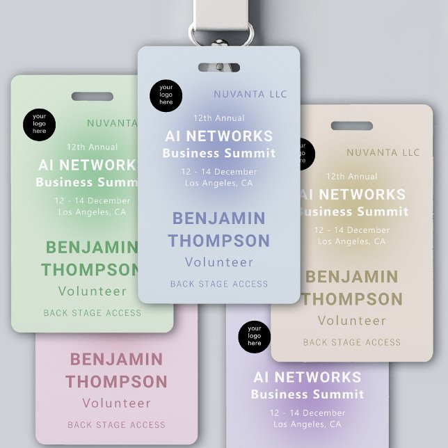 Conference Corporate  Business Event Logo Teal ID Badge (event badge template business corporate networking conference design modern brand story)