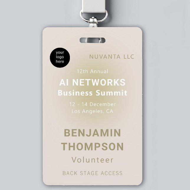 Conference Corporate  Business Event Logo Yellow ID Badge (event badge template business corporate networking conference design modern brand story yellow)